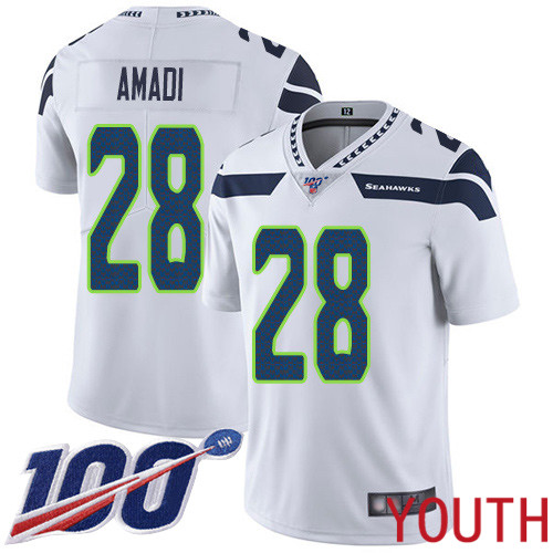 Seattle Seahawks Limited White Youth Ugo Amadi Road Jersey NFL Football #28 100th Season Vapor Untouchable->women nfl jersey->Women Jersey